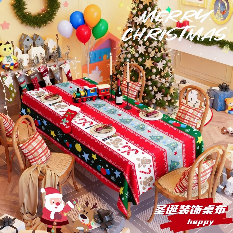 加厚绒布圣诞节桌布节日氛围感