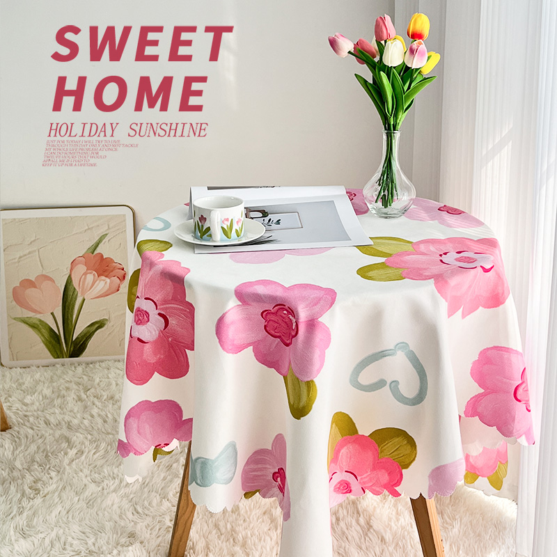 ins风布艺小圆桌长方形桌布