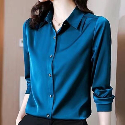 2025春夏季新款中年衬衫女长袖抗皱丝滑免打理冰丝上衣防晒外套