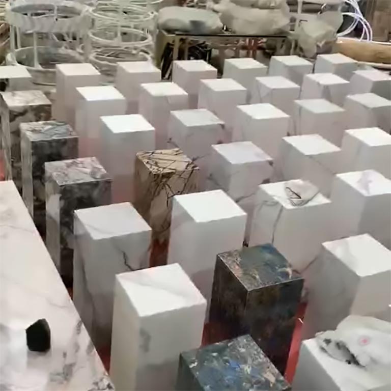 极速天然大理石人造石p岩板花架摆件置物架艺术装饰品展示台底座