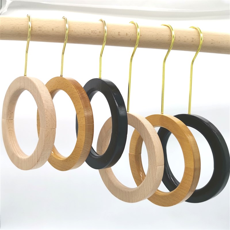 极速木圈圆形挂j钩围丝巾架毛巾带钩子架圆圈木环可打开圆环服装