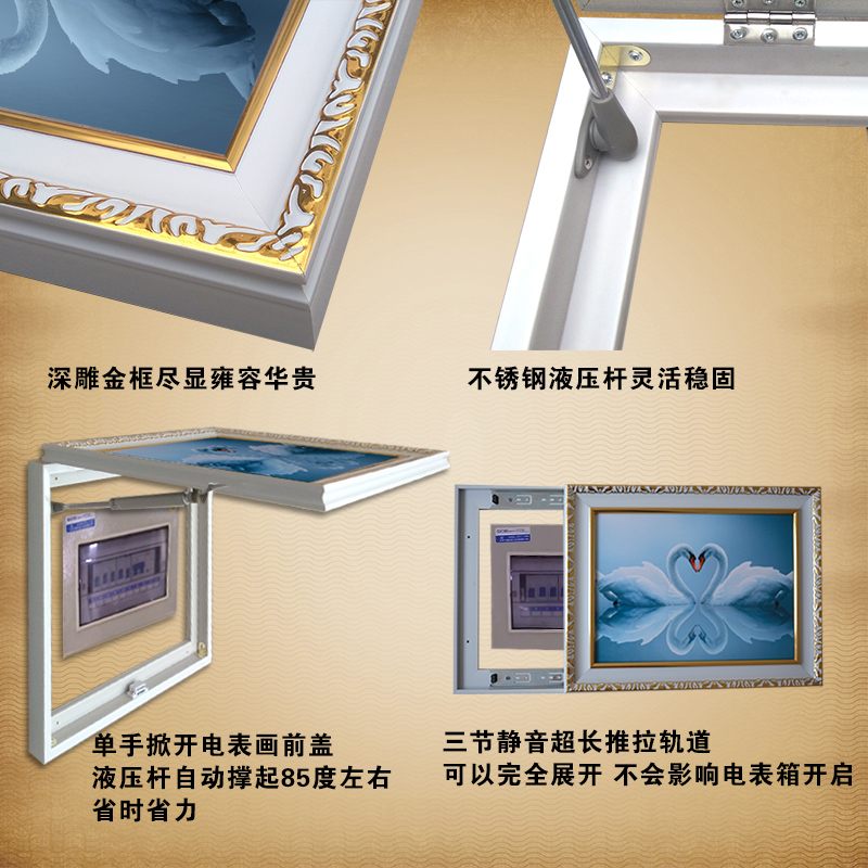 极速欧式a电表箱装饰画推拉式遮挡箱配电箱画家用电闸盒水晶挂画图片