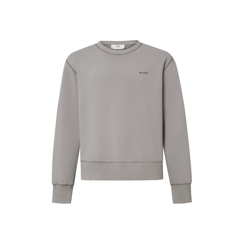 Ami Paris男女同款纯色棉质圆领套头做旧复古长袖卫衣AMIT5A60052