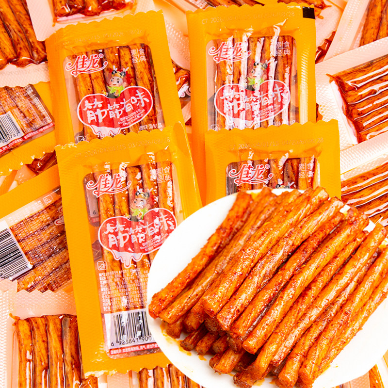 佳龙筋筋有味素牛筋劲道素鸡辣条校园儿时怀旧麻辣豆筋零食小吃