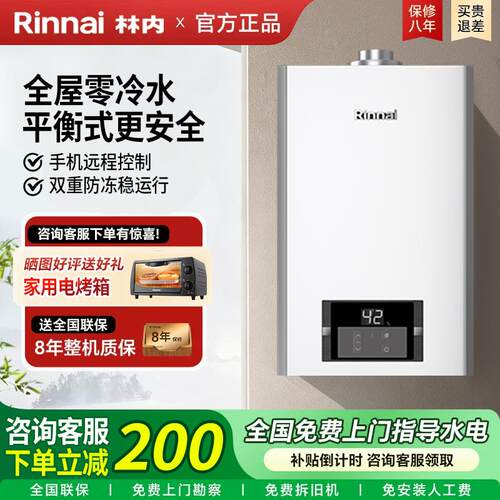 Rinnai/林内 RUS-R16U53G-CH/20E53/13U32G燃气热水器平衡式智能