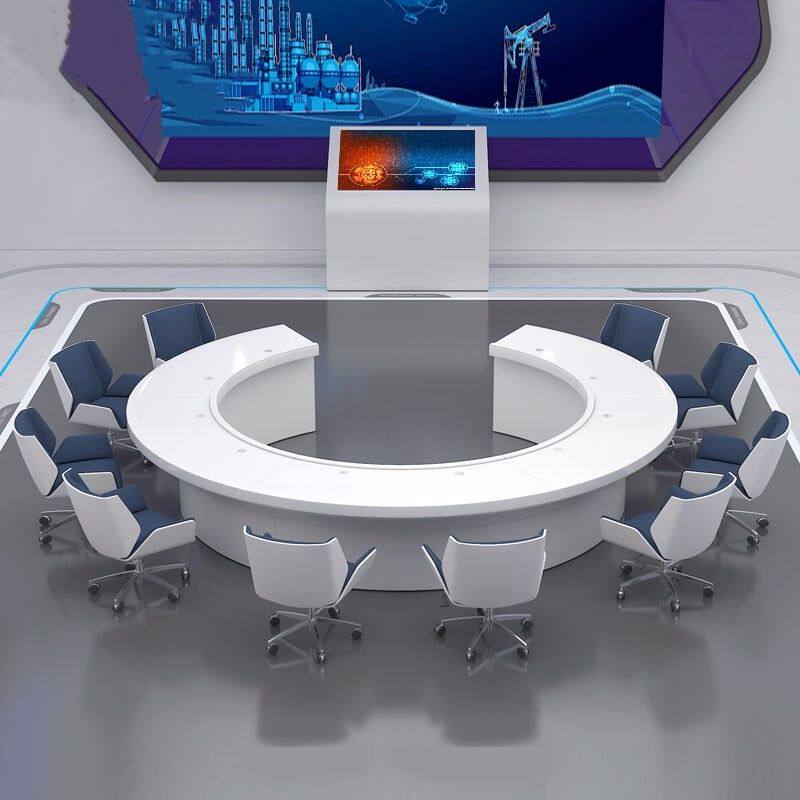 圆形会议桌创意现代弧形洽谈桌指挥桌环形定制烤漆办公会议工作台