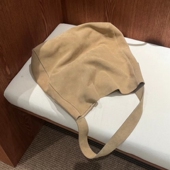 新款 韩系麂皮通勤托特包松弛感慵懒风反绒翻毛牛皮大容量单肩包女