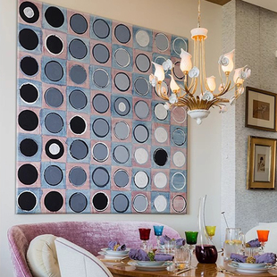 大白墙面装饰画画客厅沙发背后极简高级感挂画画饭厅抽象几何小众