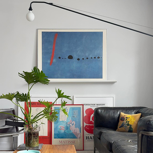 孟菲斯包豪斯挂画画客厅大白墙装饰画画工业风极简蓝色调治愈系中