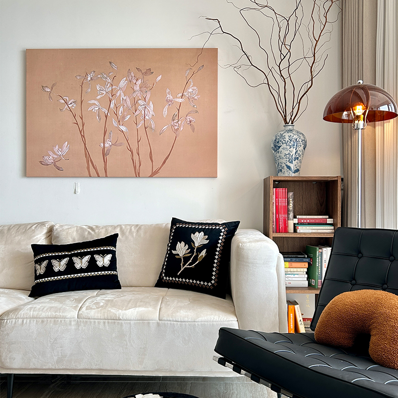 法式奶油风沙发背景墙挂画2025新款轻奢高级感装饰画中古壁画客厅