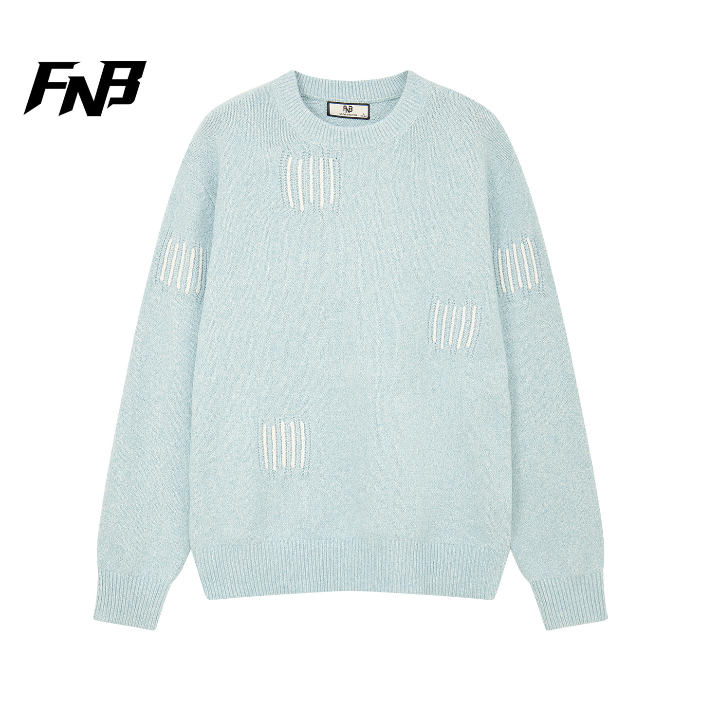 FNB针织衫男女打底衫秋季套头破洞毛衣休闲美式潮牌2025年新款