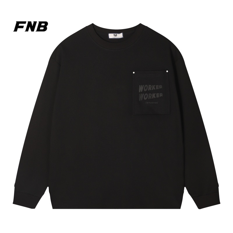 FNB潮牌2024秋冬基础内搭卫衣字母美式百搭宽松穿搭卫衣长袖T恤男