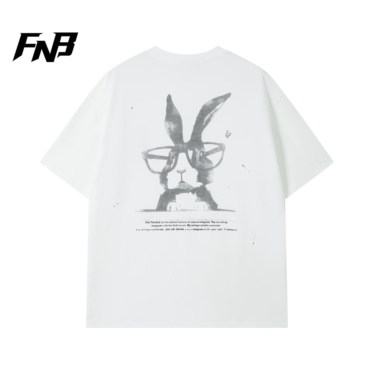 FNB美式卡通风兔子印花短袖T恤男女同款宽松百搭上衣