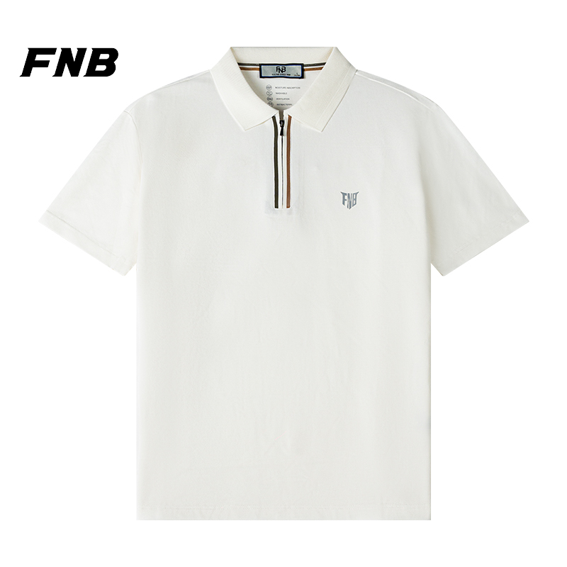 FNB美式潮牌翻领半拉链短袖polo衫男夏季新款休闲百搭上衣ins体恤