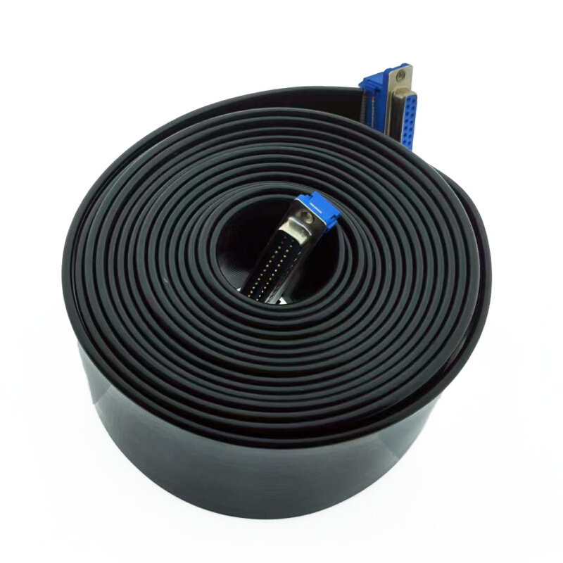 DB37压排式BT排线公对母扁平工控电缆伺服1.27间距灰排黑色电线