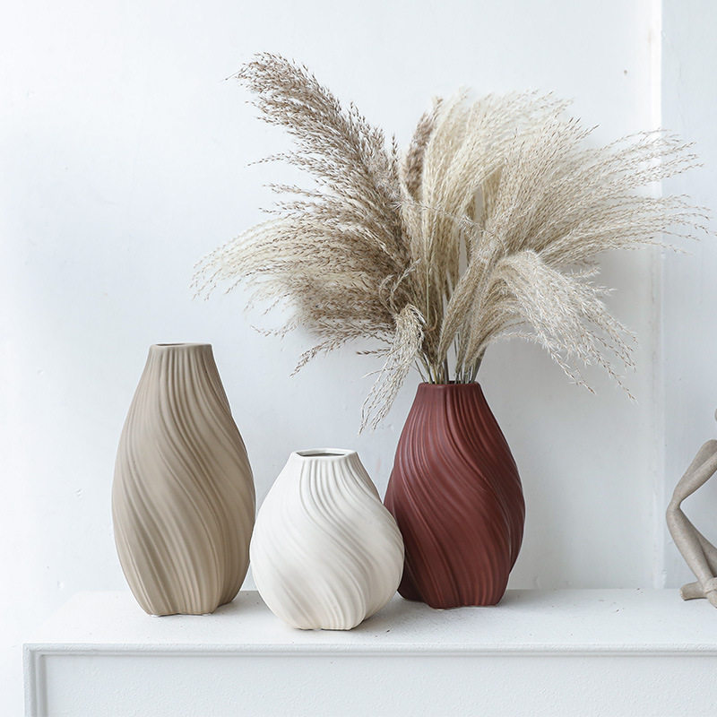 简约条纹旋转陶瓷花瓶摆件纯色艺术家居酒店客厅插花水培容器摆件,橡塑材料及制品,其他塑料制品,淘宝优惠券,粉丝福利购,淘宝优惠卷