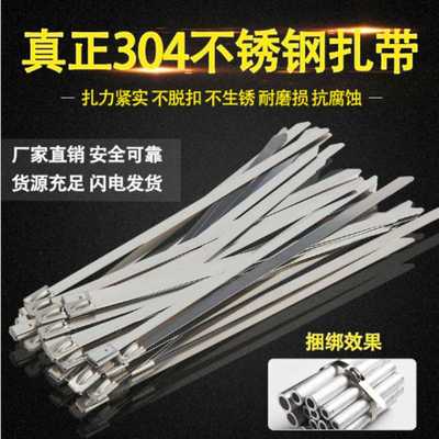 304材质钢球自锁式白钢不锈钢扎带电缆扎带4.6mm*200mm