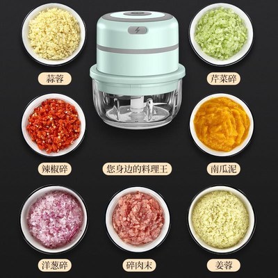 电动压蒜器蒜泥神器迷你打蒜器绞肉F机J玻璃杯体切菜器佐料理捣碎