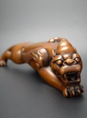 紫铜貔貅摆件纯铜貔貅镇纸u彷古工艺品书房书桌办公桌摆设文房书