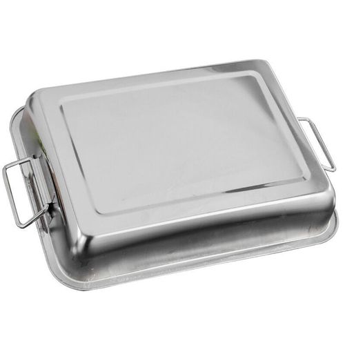 兰诗(LAUTEEk)SW-840不锈钢拖盘手提托盘方盘长方形盘蒸饭盘50*3