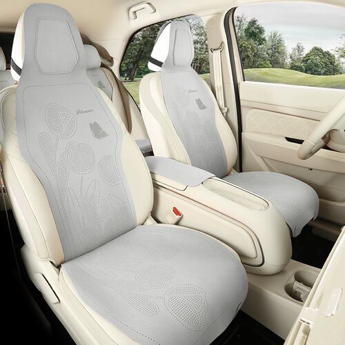 汽车坐垫四季通用翻毛p皮马鞍座椅垫女士车内车垫半包座套通风座