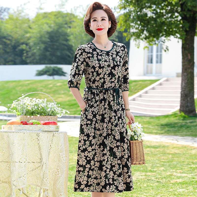 Spring and Summer Middle-aged M Fasion Elegant Mid-lengt Ele 女装/女士精品 连衣裙 原图主图