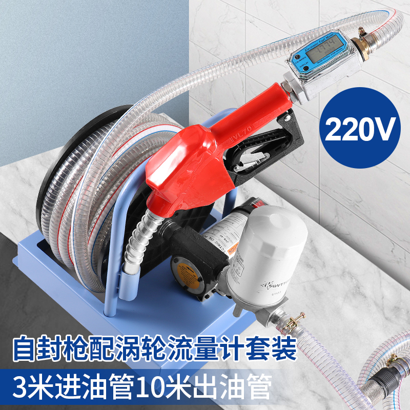 进口电动抽油泵柴油12v24v220v伏加油机车小型加油枪带计量泵