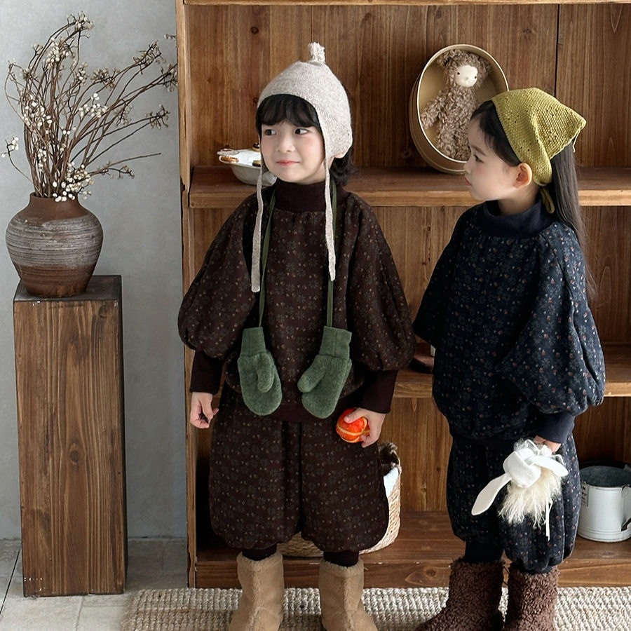 儿童冬季碎花高领加绒卫衣男女宝宝加厚束脚裤两件套,童装/婴儿装/亲子装,儿童运动套装,淘宝优惠券,粉丝福利购,淘宝优惠卷