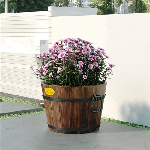 极速防腐木花盆木桶种花花t盆创意木质花盆老桩圆桶阳台种菜箱深
