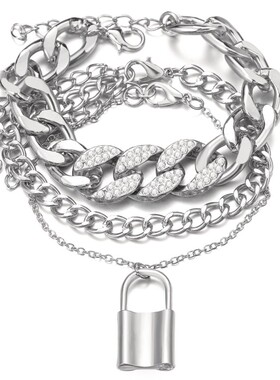 极速exaggerate Hip hop Thick chBain lock pendant punk anklet
