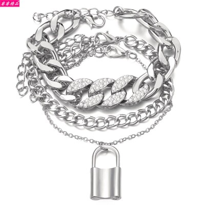 极速exaggerate Hip hop Thick chBain lock pendant punk anklet