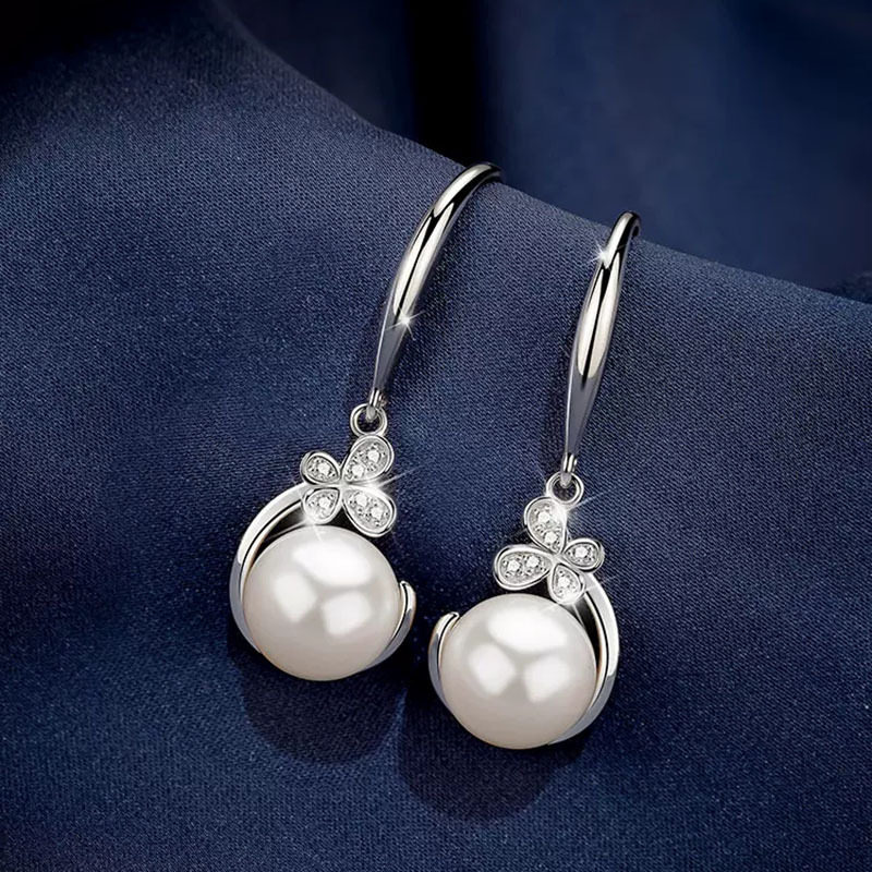极速纯银仿水珍i珠耳饰耳环妈妈款创意耳坠耳针女气质潮送妈妈生