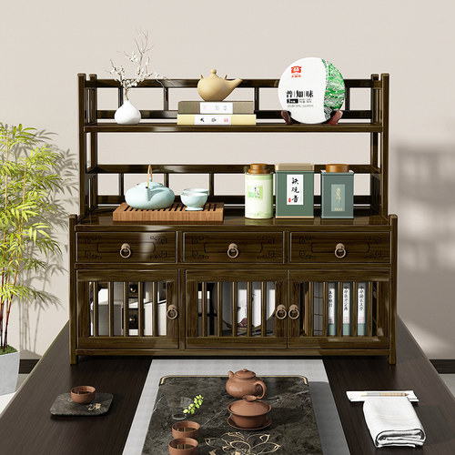新品桌面博古架小型实木中式茶杯架紫砂壶摆O放架茶具茶桌上收纳