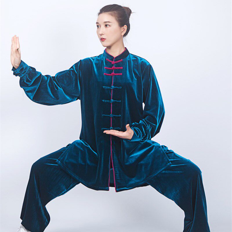 新品太极服2024年新款女秋冬季高端加厚金丝绒太极拳X练功服男长
