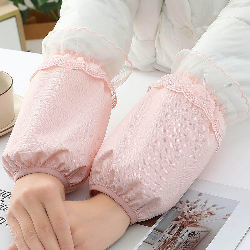 极速防水蕾丝套袖女秋冬季袖子羽绒服防脏护袖袖套办X公室防污工