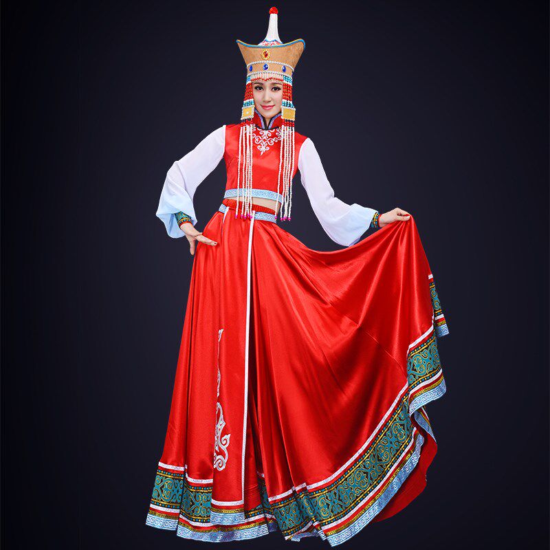 新品艺考蒙古舞演出服女成人少数民族舞蹈大赛服S蒙古袍经典剧目