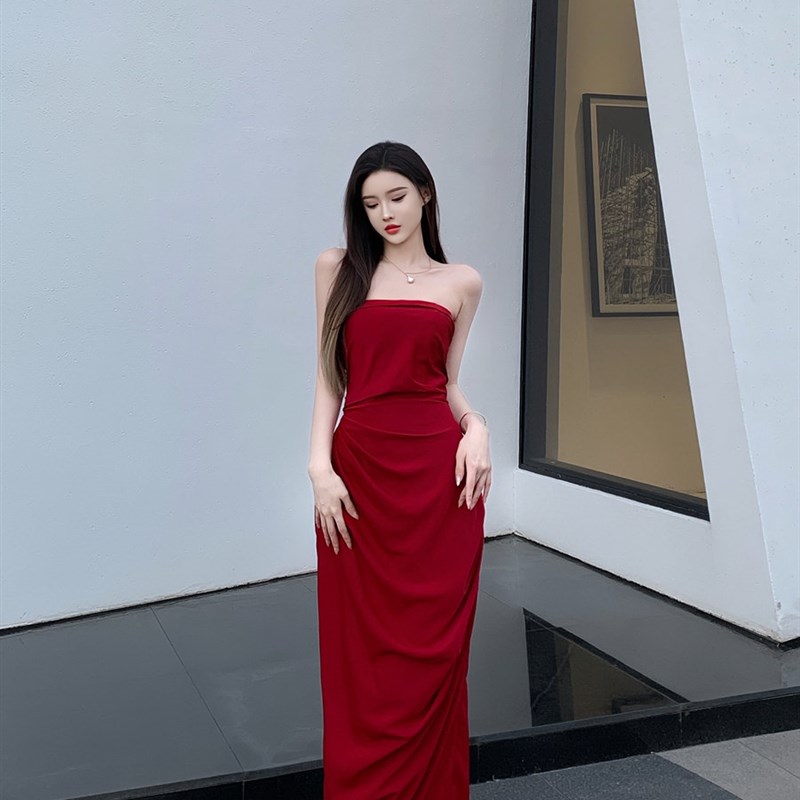 速发敬酒服新娘小个子订婚礼服裙轻奢小众高端回门结婚气质抹胸连
