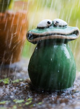 极速掬涵呱家三口装饰q摆件青蛙动物创意童趣桌面花园杂货卡通可