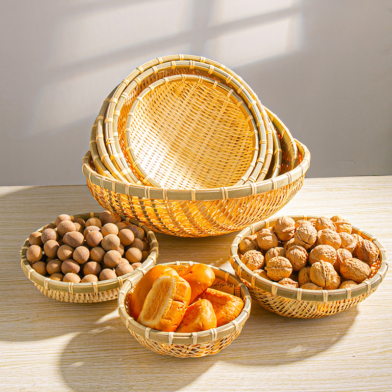 极速竹蓝子框竹筐收纳筐洗菜竹篮子F水果沥水厨房竹簸箕农家零食