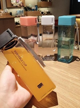极速1Pc 500mlh Transparent Square Plastic Matte Water Cup Ou
