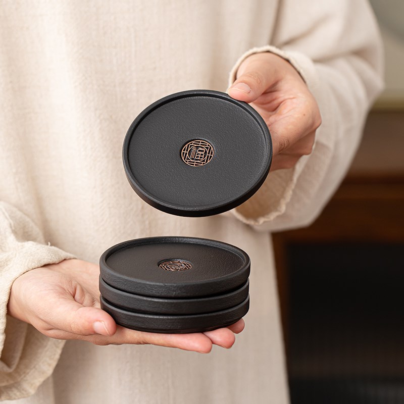 极速黑陶陶瓷杯垫功夫茶r道茶具泡茶工具茶台茶托圆形创意轻奢新