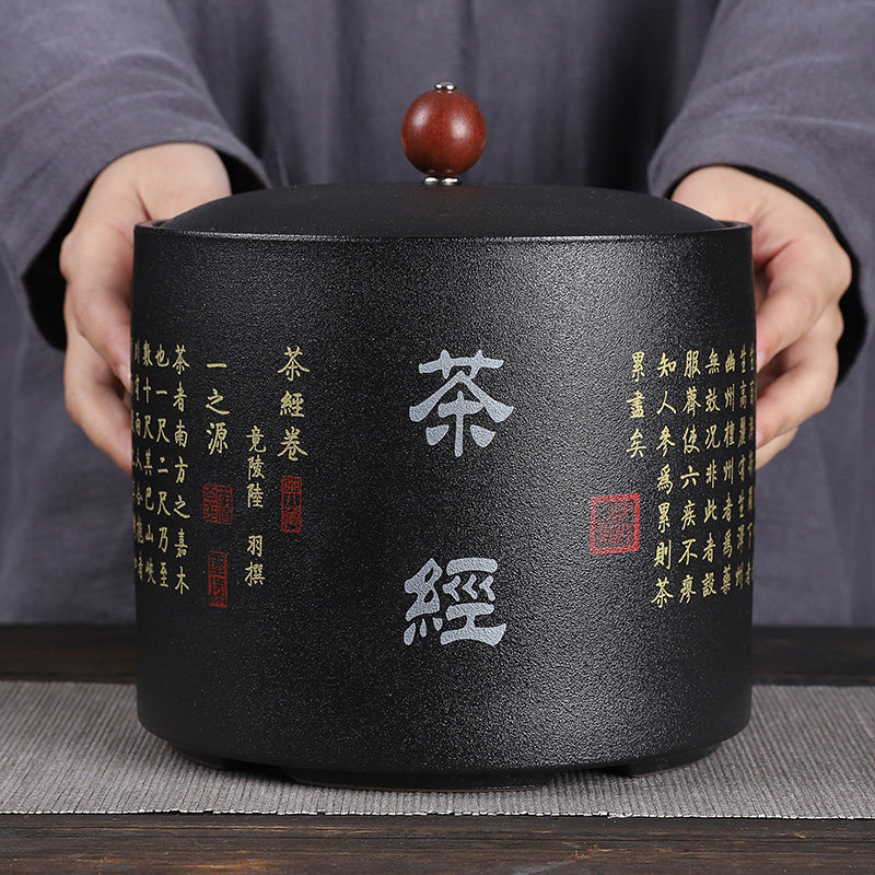 新品禅道茶叶罐陶瓷大号茶罐 普洱岩茶红茶散装茶叶盒Y存储密封罐