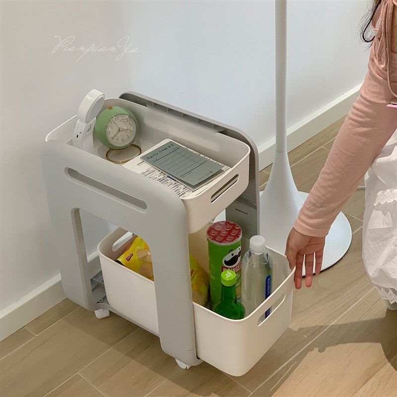 极速办公室工位放包架桌下移动置物架书架客厅收S纳柜小推车置物