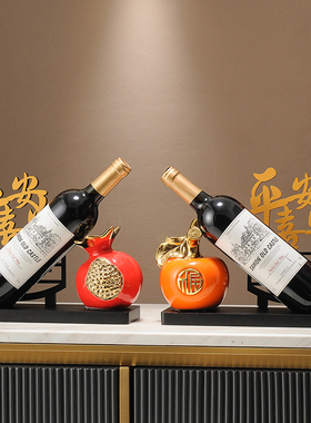 新品好柿花生新中式电视柜酒x柜装饰品葡萄红酒架平安喜乐摆件乔