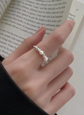 极速2023新款j小众设计感银碎银子拼接戒指ins简约时尚个性食指戒