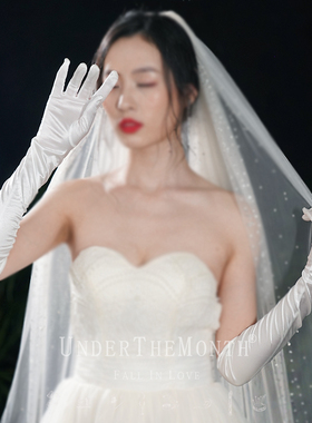 新品新娘白色长款珍珠手套婚纱礼服配饰手套演P出拍照手套女简约