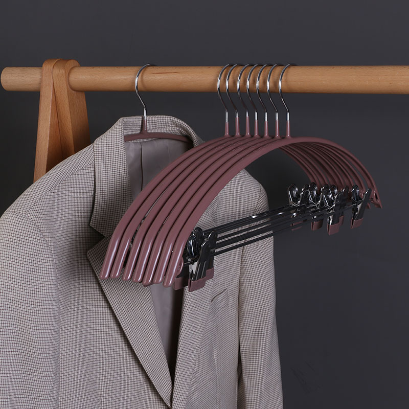 极速家用衣架浸塑成人加粗不锈钢防滑H无痕衣架裤夹子挂钩晾晒衣