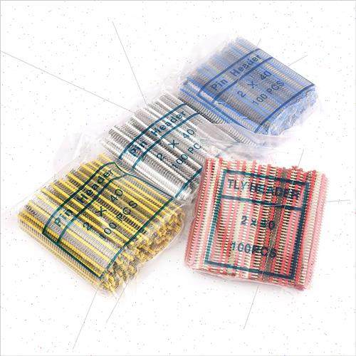 极速整包 2.54MM彩色排针 双排直针 2*40P 环R保镀金铜针 黑白红