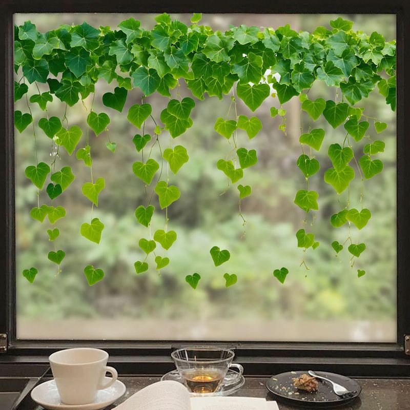 创意绿叶藤蔓全透喷绘窗贴家居玻璃窗装饰窗户橱窗绿植贴画