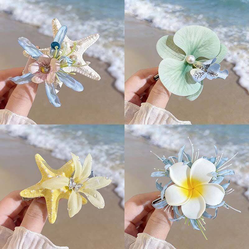 海边度假拍照百搭头饰海洋系列海星贝壳浆果假花碎发侧边发卡